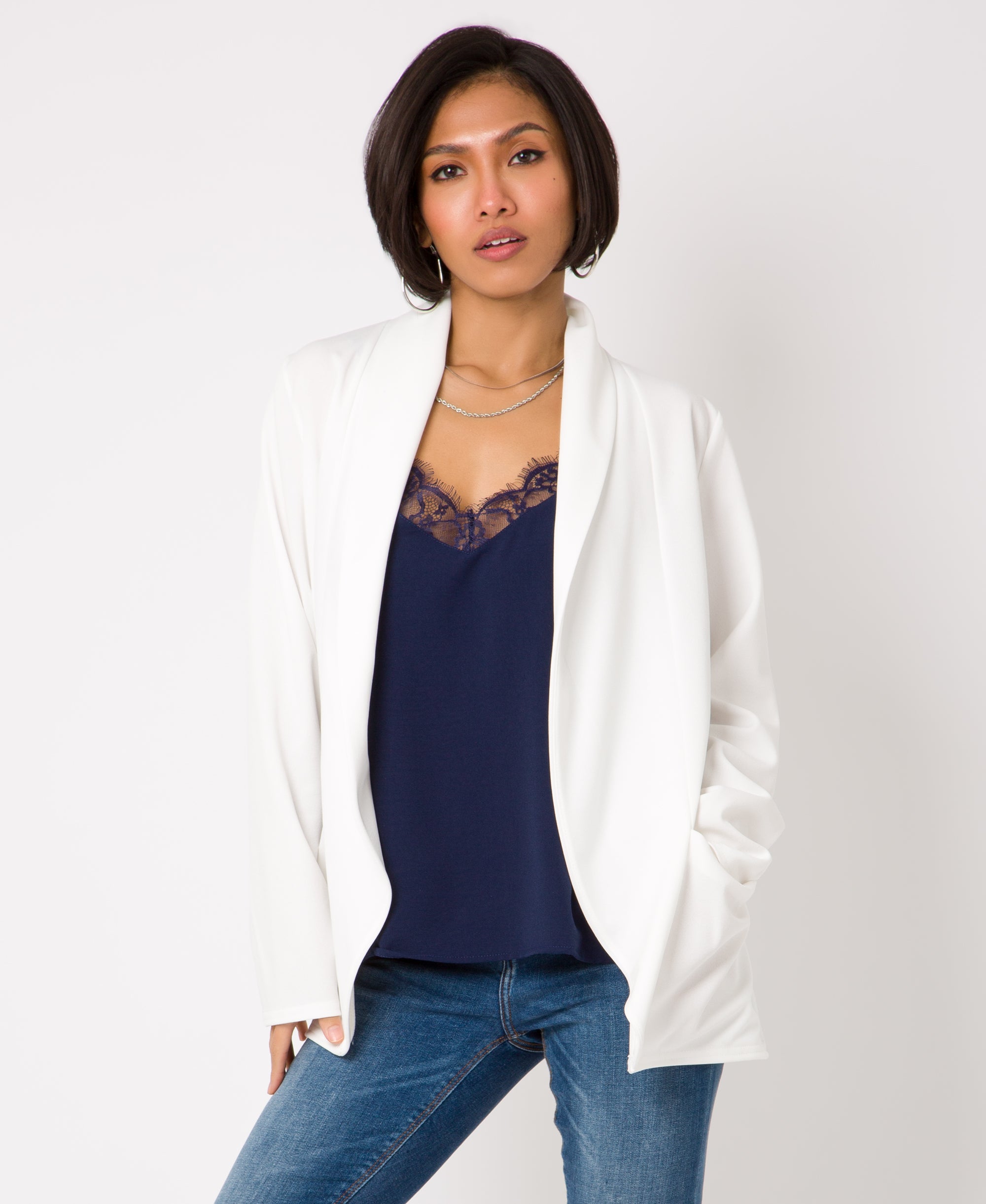 KRISP Shawl Collar 2 Pocket Open Blazer (11072)